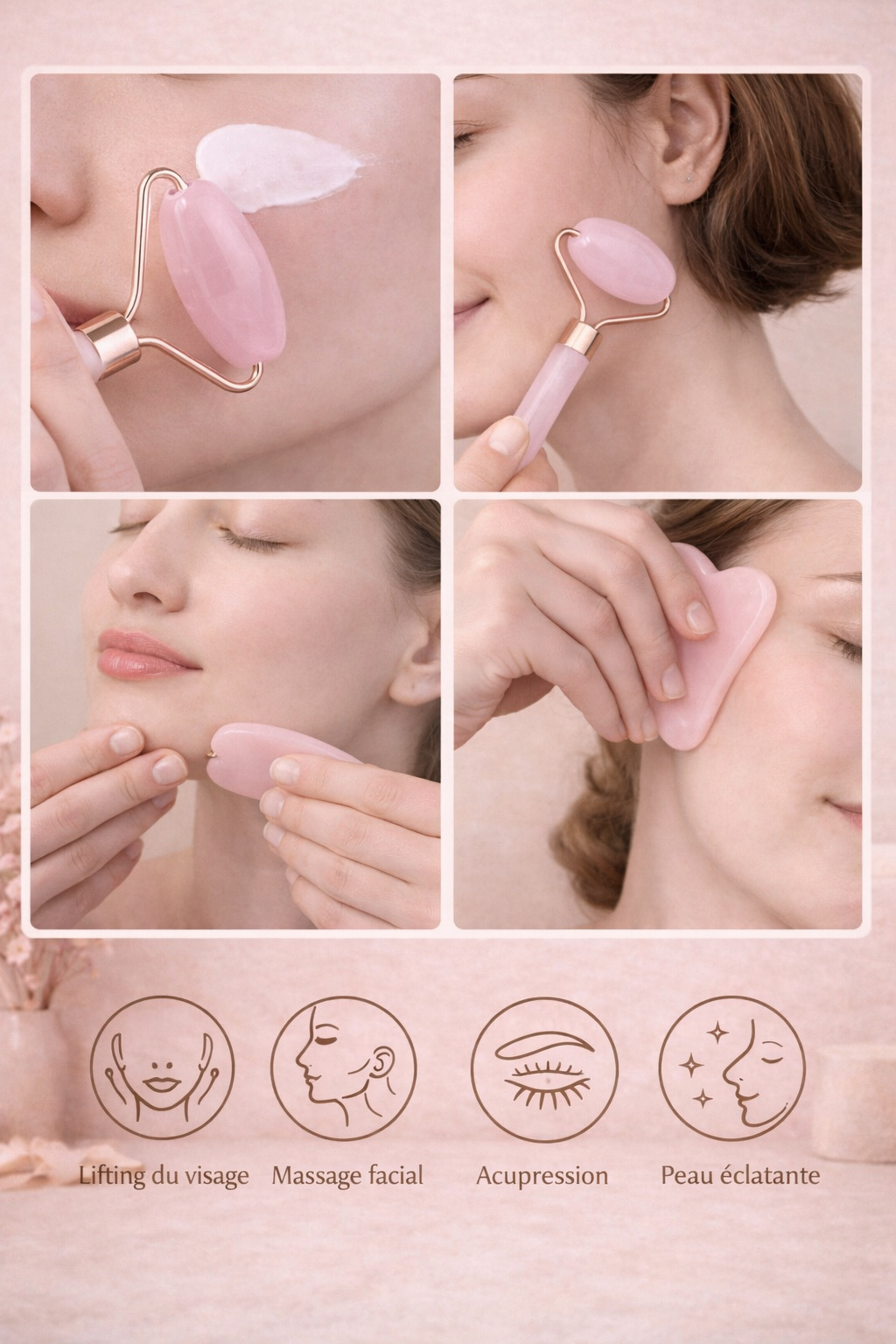 Rouleau de Massage Visage & Gua Sha