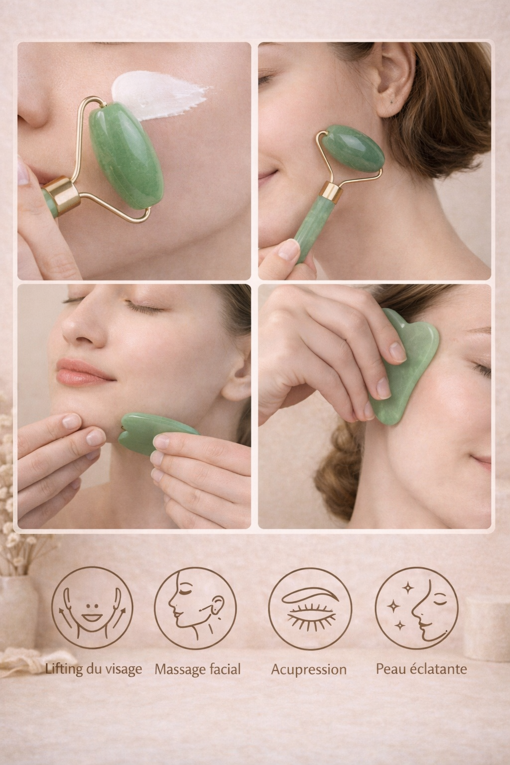 Rouleau de Massage Visage & Gua Sha